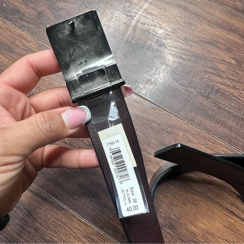 Kenneth Cole Black Leather Buckle Belt